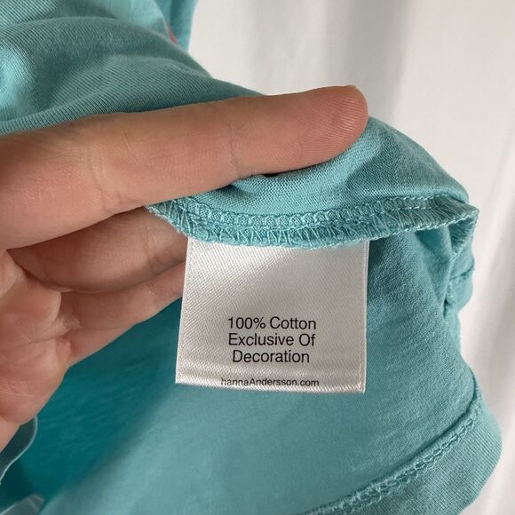 Hanna Anderson Shirt Girls 10 Blue Tank Top Round Neck Fish Print 100% Cotton - Picture 7 of 10